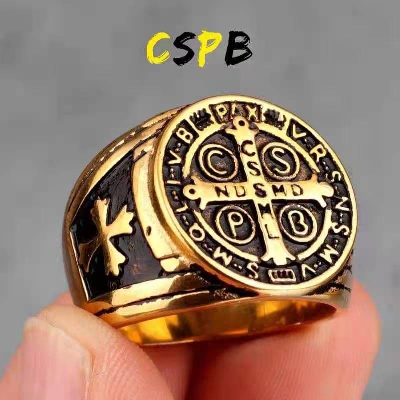 image-Haiteng source manufacturers titanium steel ring cspb cross men's ring stainless steel European and American trendy men's personality factory direct sales