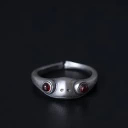 image-Creative cross-border jewelry s925 silver carnelian ring female personality retro frog prince ring opening adjustable