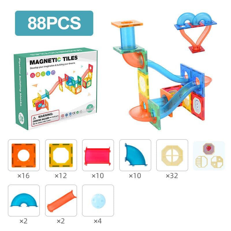 image-Color Window Pipe Magnetic Building Blocks 178pcs