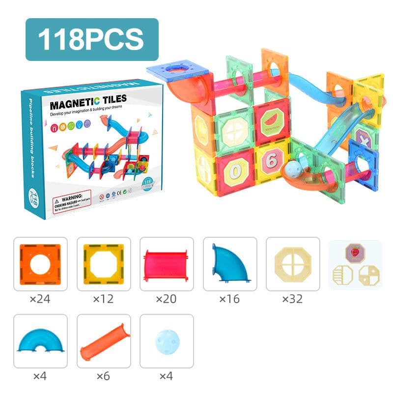 image-Color Window Pipe Magnetic Building Blocks 178pcs