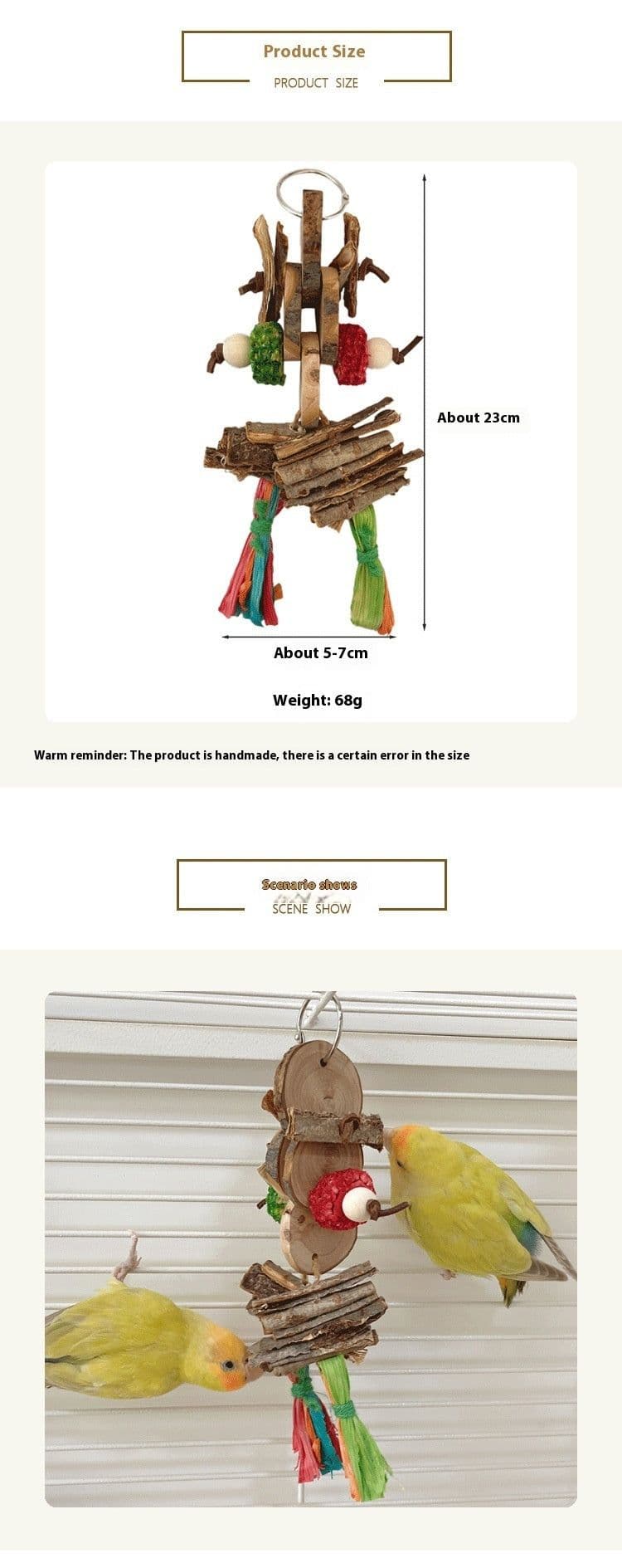 image-Parrot Bird Bite Toy String Relieving Stuffy Decorative Color Pendant