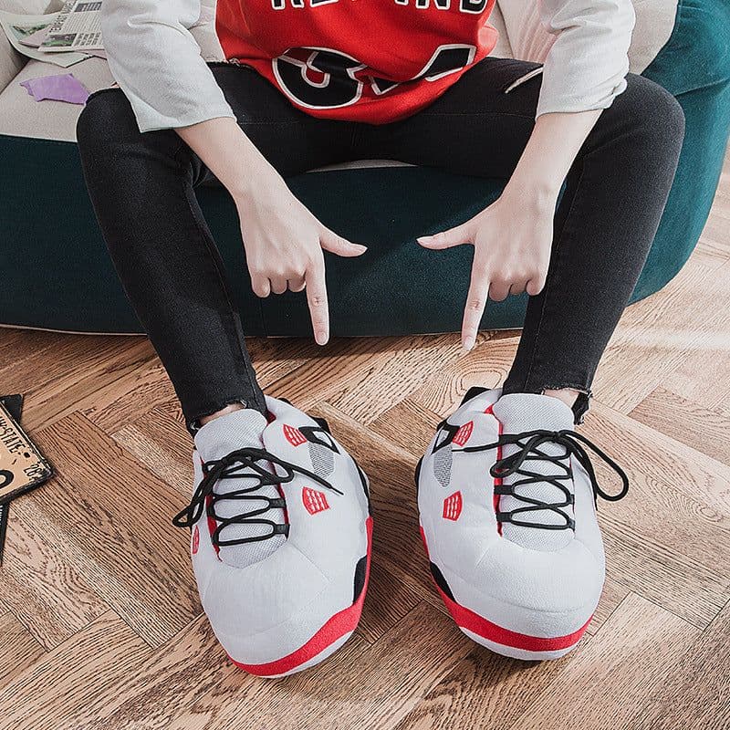 image-Douyin coconut cotton slippers back to the future luminous cotton shoes aj1 black and red spoof warm home cotton slippers wholesale