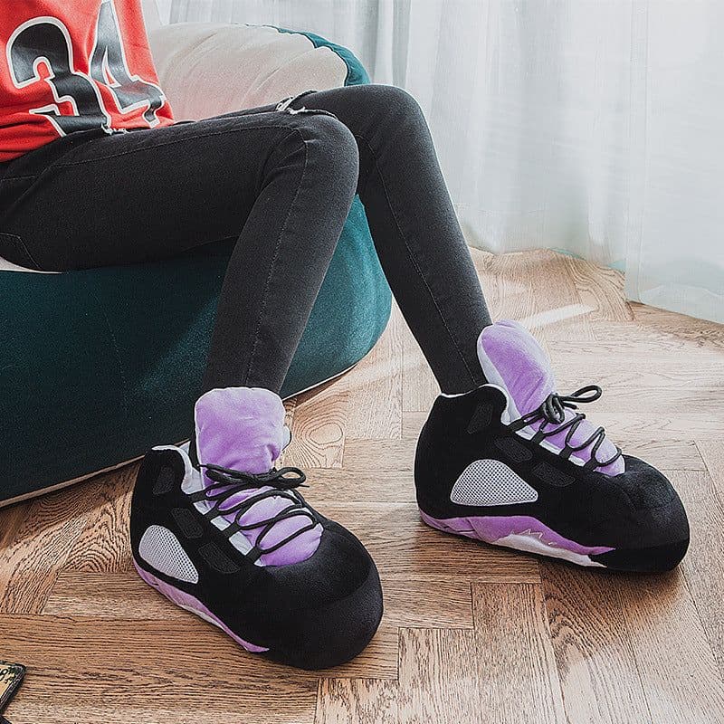 image-Douyin coconut cotton slippers back to the future luminous cotton shoes aj1 black and red spoof warm home cotton slippers wholesale