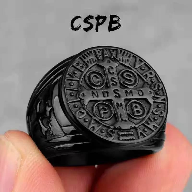 image-Haiteng source manufacturers titanium steel ring cspb cross men's ring stainless steel European and American trendy men's personality factory direct sales