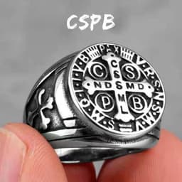 image-Haiteng source manufacturers titanium steel ring cspb cross men's ring stainless steel European and American trendy men's personality factory direct sales