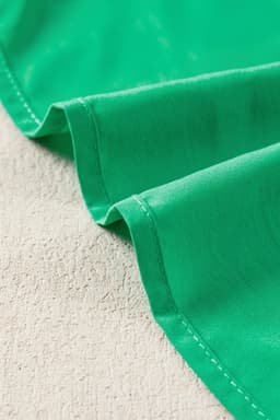image-Bright Green V Neck Puff Sleeve High Waist Tiered Maxi