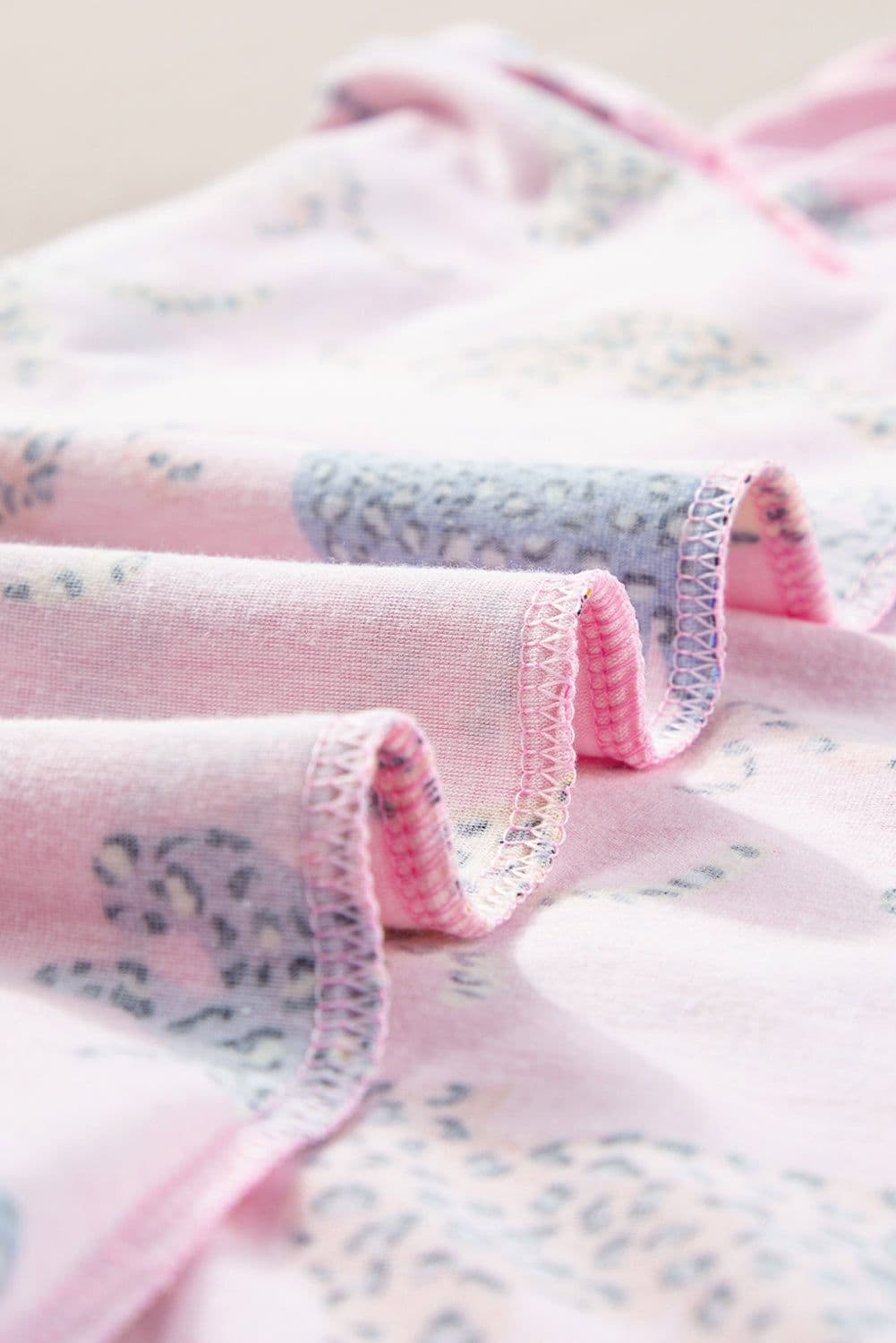 image-Pink Flower Print Short Sleeve High Waist Two Piece Shorts Set