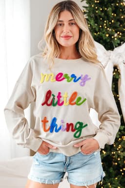 image-Dark Green Corded Letter Graphic Sweatshirt