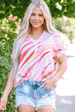 image-Multicolour Abstract Print High Low Blouse