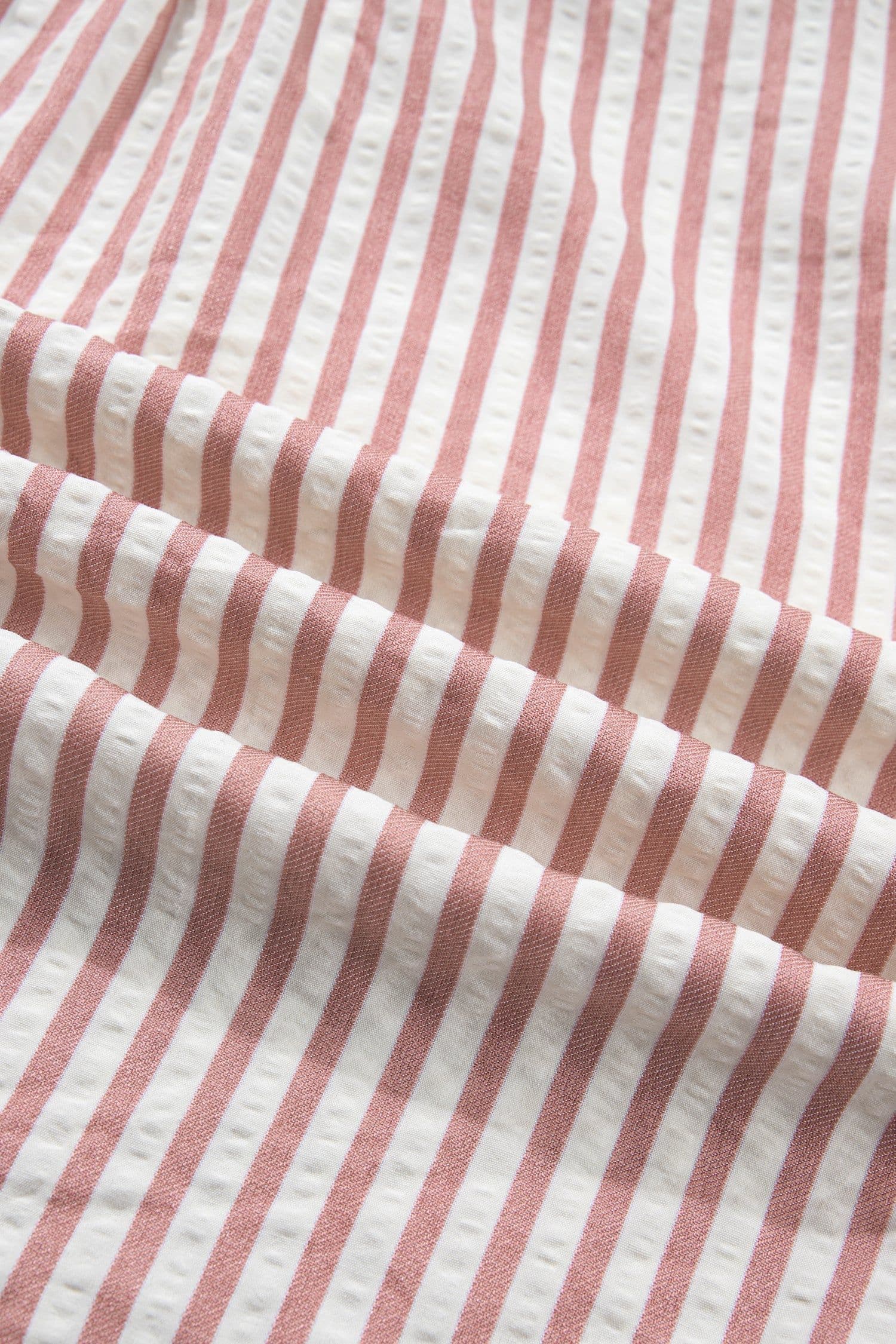 image-Pink Stripe Leopard Trim V Neck Button Down Shirt