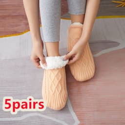 image-Winter Woolen Socks Women Thicken Warm Home Bedroom Socks Slippers Men Non-slip Foot Warmer Snow Socks Calcetines Mujer
