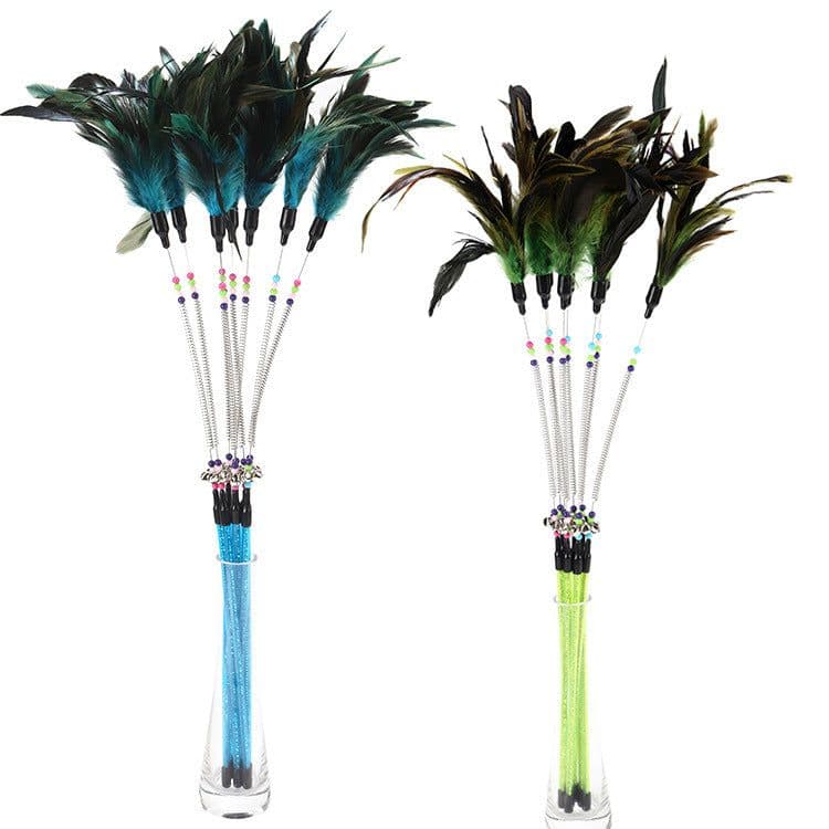 image-Spring bells, color beads, cat stick, feather cat stick, cat supplies, cat toys