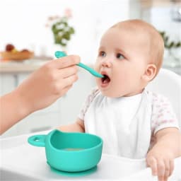 image-Food Grade Silicone Baby Silicone Bowl And Spoon Set Of Three