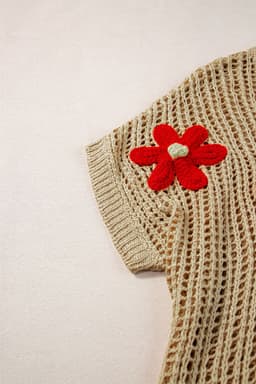 image-White Crochet Flower Hollow-out Sweater T-Shirt