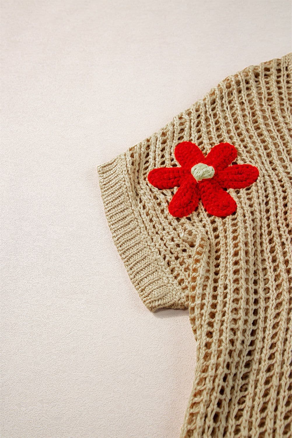 image-White Crochet Flower Hollow-out Sweater T-Shirt