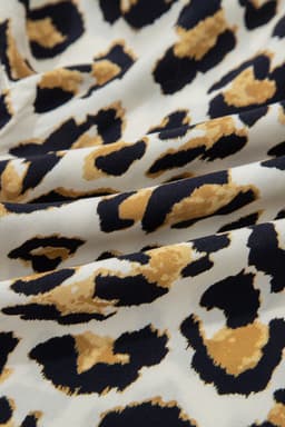 image-Khaki Mixed Leopard Patchwork 3/4 Sleeve Loose Shirt