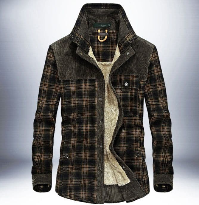 image-Winter Jacket Men Thicken Warm Fleece Jackets Coats Pure Cotton Plaid Jacket Military Clothes