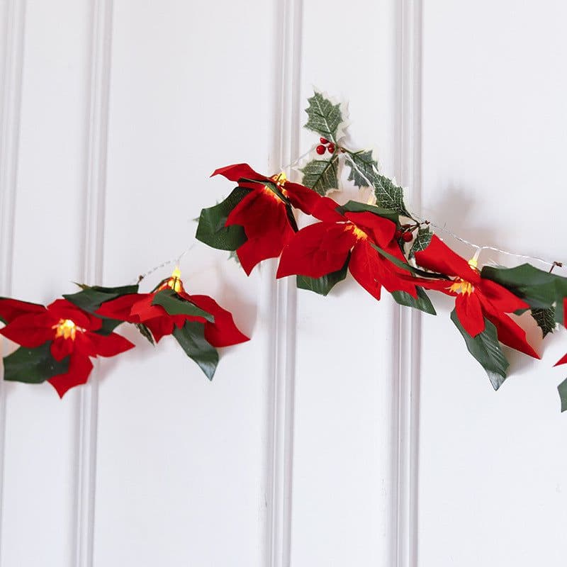image-Led First Grade Christmas Lights With Red Flowers And Red Fruits For Home Decor