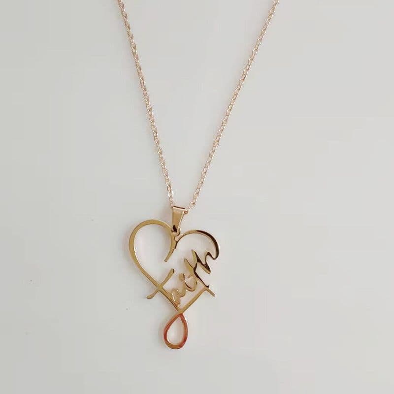 image-European And American Necklace Heart Of Faith Pendant