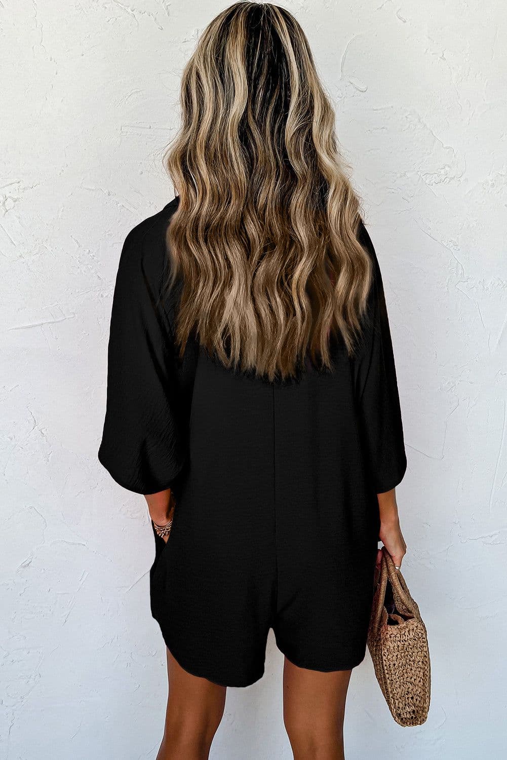 image-Black Half Button Collared Romper