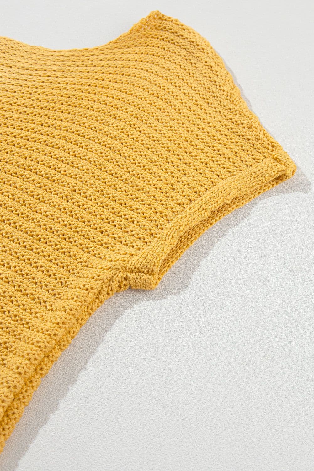 image-Pink Solid Loose Knit Short Dolman Sleeve Sweater