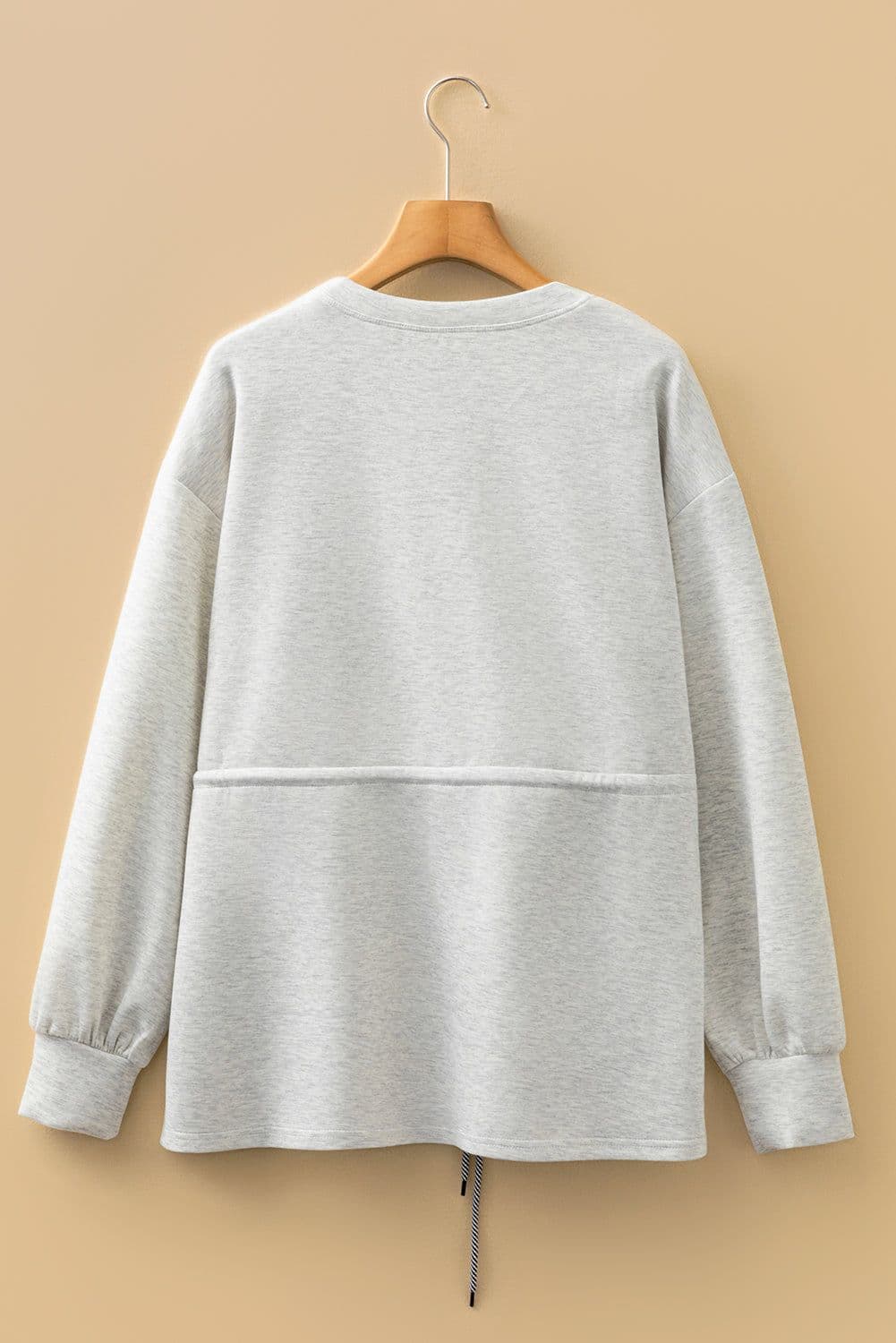 image-Light Grey Drawstring Waist Tunic Solid Sweatshirt