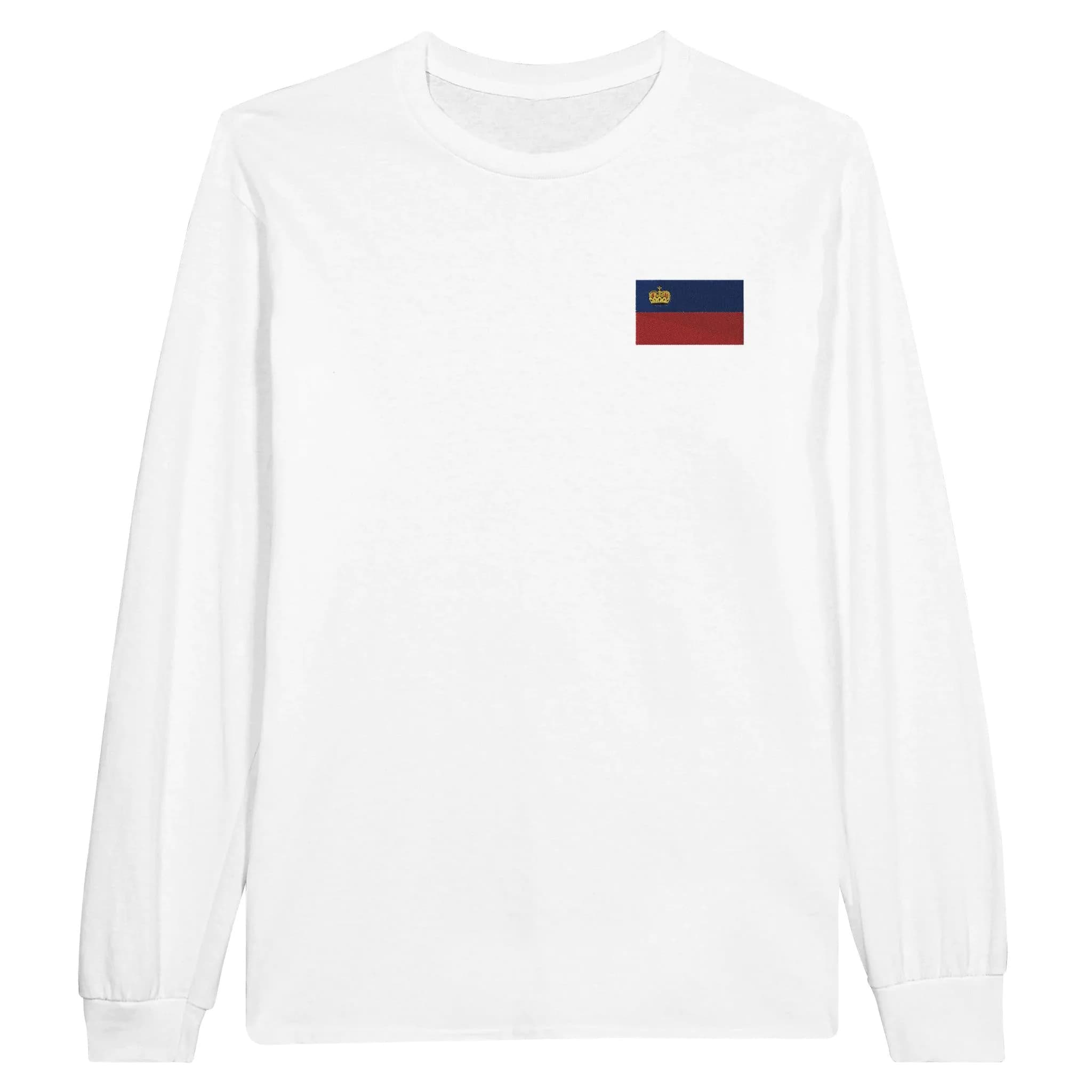 image-T-shirt à manches longues Drapeau du Liechtenstein en broderie