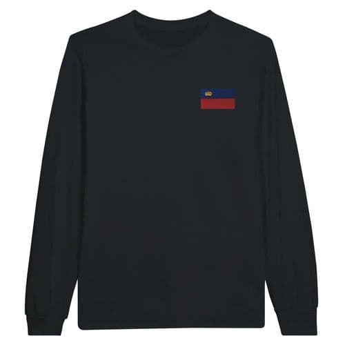 image-T-shirt à manches longues Drapeau du Liechtenstein en broderie