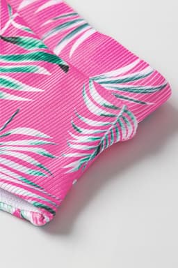 image-Rose Tropical Print Textured Bikini Bottoms