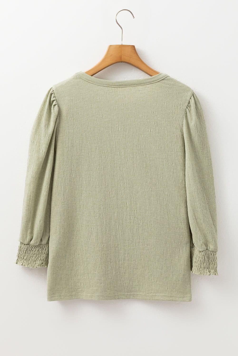 image-Laurel Green Textured Blouse - Round Neck Half Sleeve