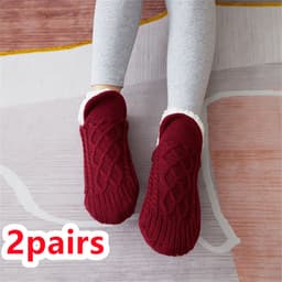 image-Winter Woolen Socks Women Thicken Warm Home Bedroom Socks Slippers Men Non-slip Foot Warmer Snow Socks Calcetines Mujer