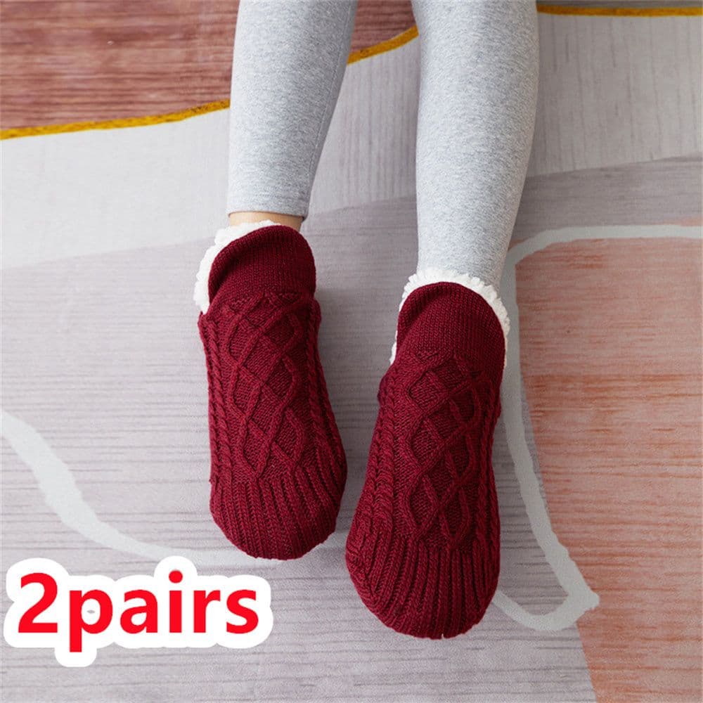 image-Winter Woolen Socks Women Thicken Warm Home Bedroom Socks Slippers Men Non-slip Foot Warmer Snow Socks Calcetines Mujer