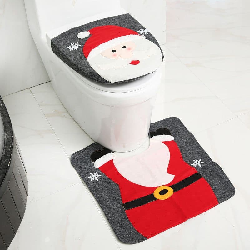 image-Merry Christmas Bathroom Curtain Santa Claus Toilet Seat Christmas Decorations