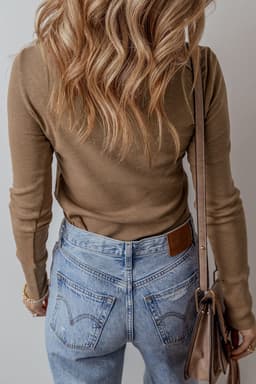 image-Anglicized Broider Ribbed Long Sleeve Top - Elegant, Chic, High Elasticity