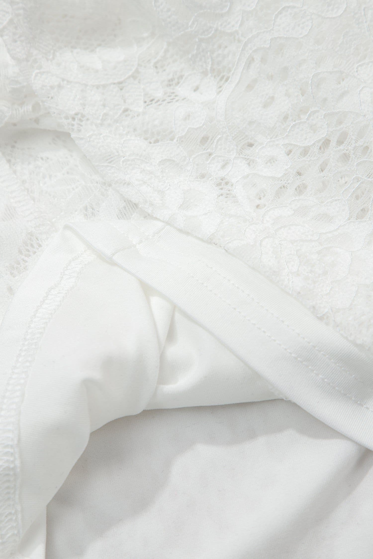 image-White Tie Spaghetti Straps Floral Lace Overlay Long Dress
