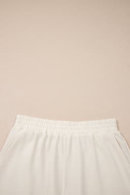 image-Jet Stream Solid Color Contrast Textured Patchwork Raw Edge 2pcs Short Set