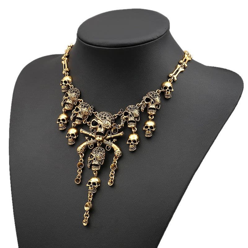 image-Jiaoyu Skull Necklace - Ancient Silver Retro