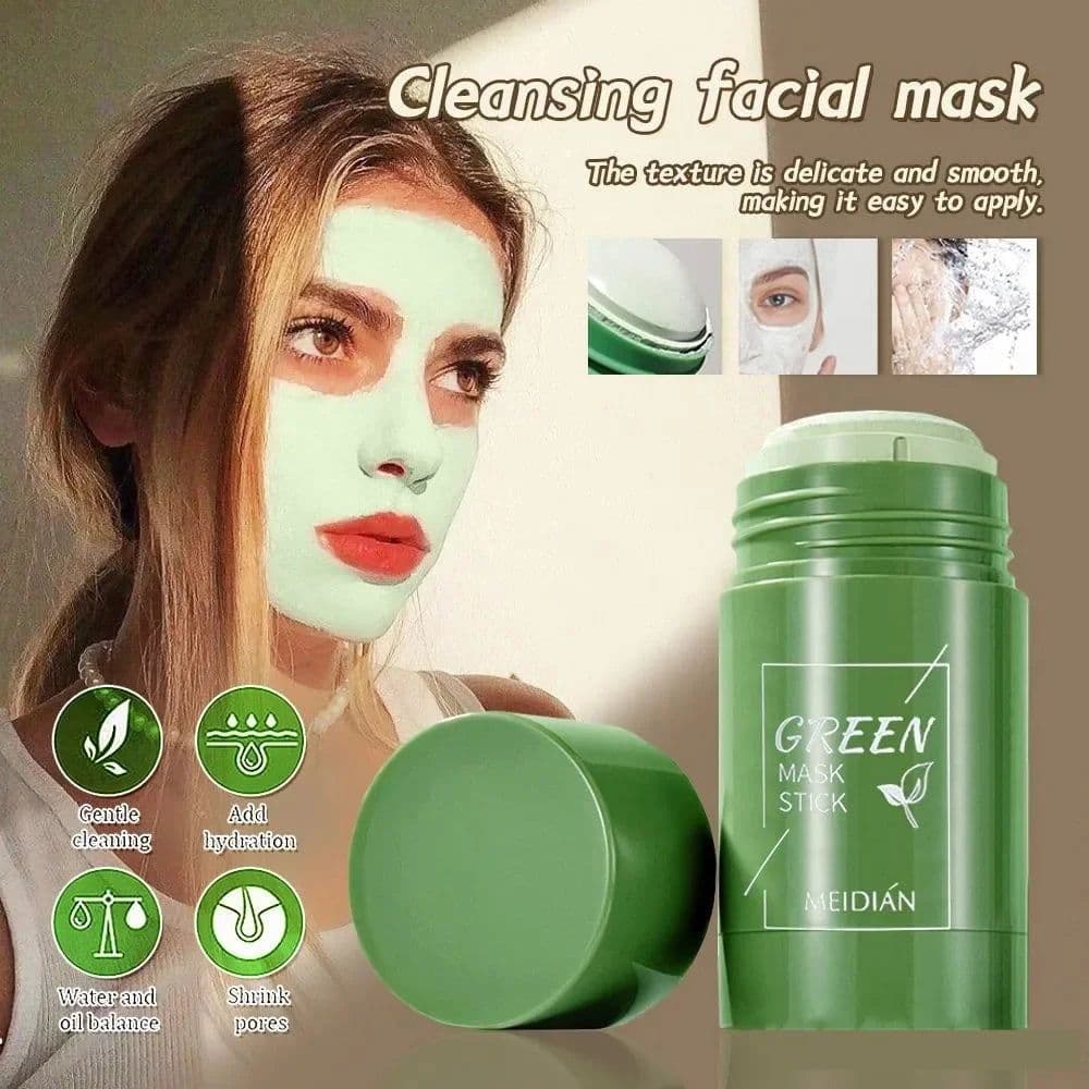 image-Original Facial Remove Blackhead Green Tea Solid Mask Treat Acne Blemish Black Dots Clean Stick Cream Shrink Pores Skin Care