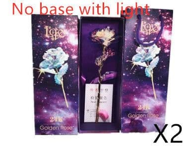image-24K Luminous Color Gold Rose Flower Set