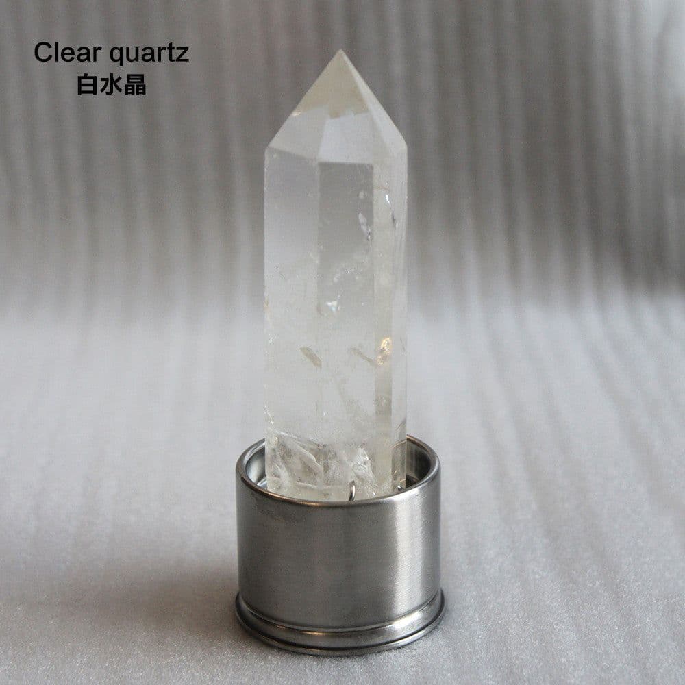 image-Natural Crystal Column Stone Quartz of Various Materials Magic wand heals energy stone point water cup bottel Ornament replace