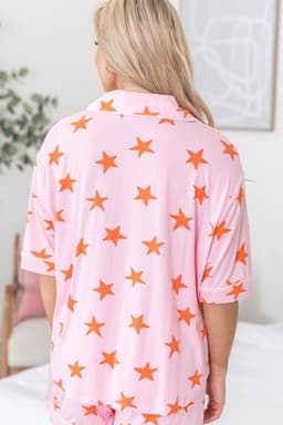 image-Pink Stars Bamboo Pajama Set - Short Sleeve