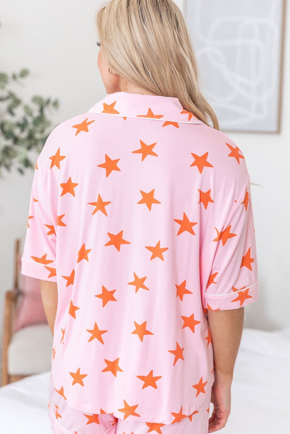 image-Pink Stars Bamboo Pajama Set - Short Sleeve