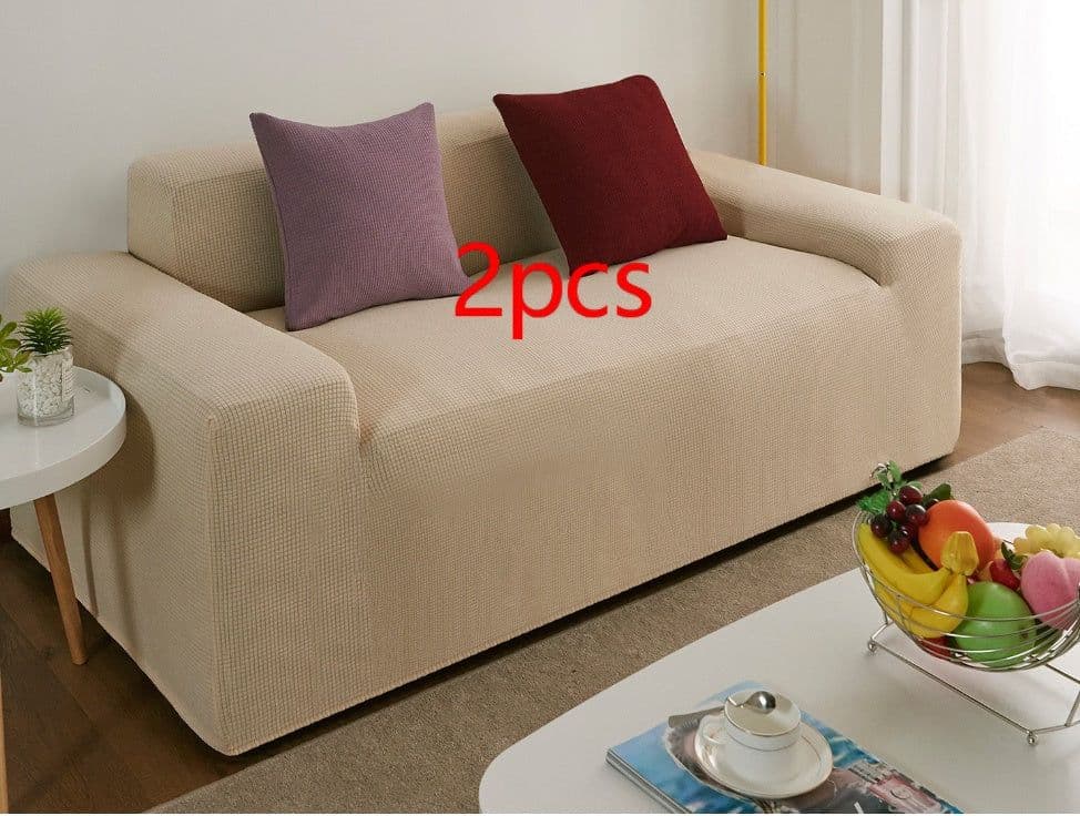 image-Waterproof Polar Fleece Solid Color Bomb Cover Sofa Slipcover Corner Case For Living Room 1 2 3 4 Seat