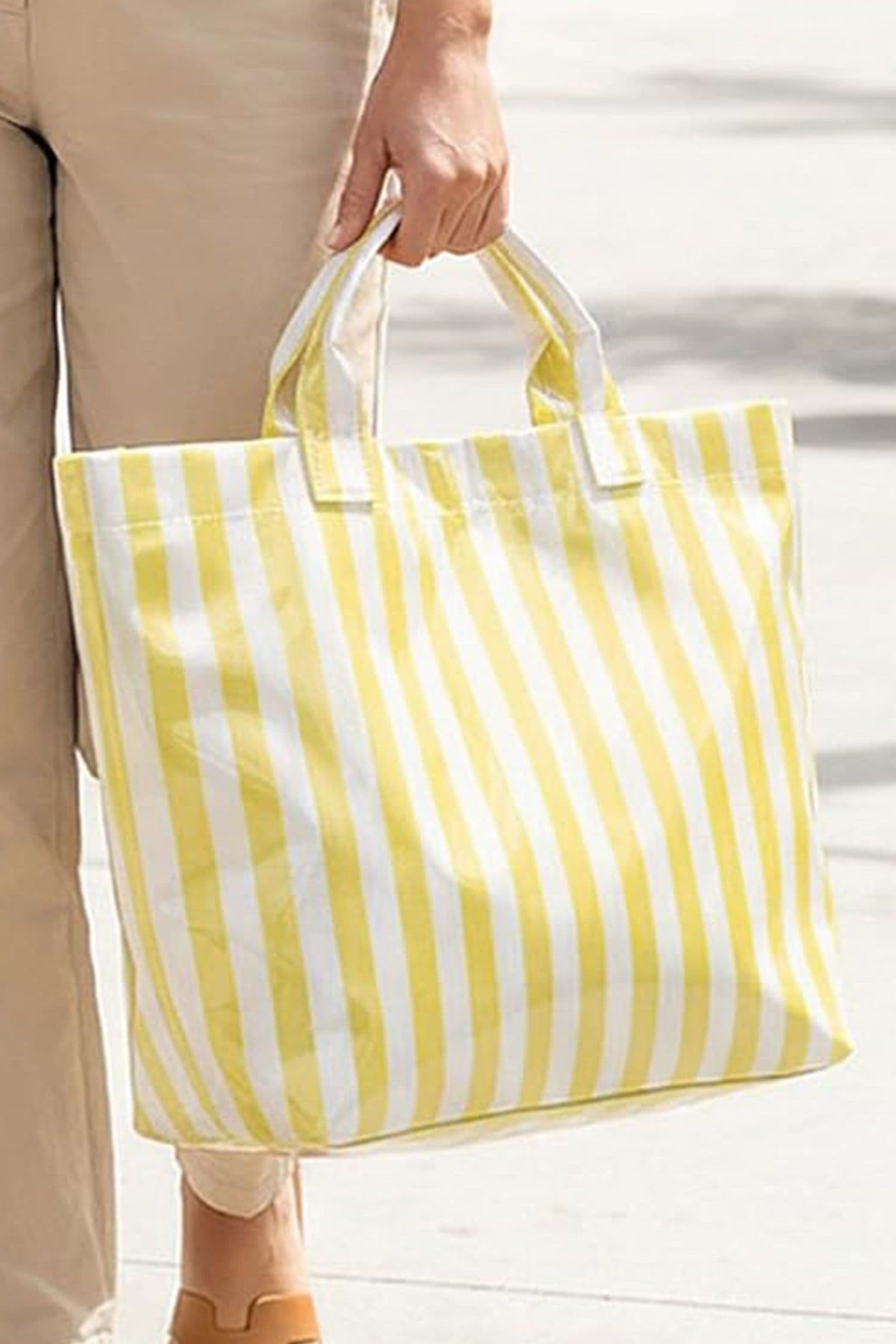image-Black Glossy Striped Vinyl Large Tote Bag