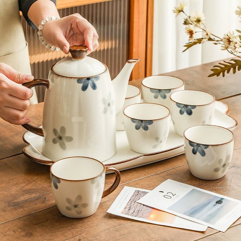 image-Underglaze Cup Suit Household Living Room Water Cup Water Pot Tea Set