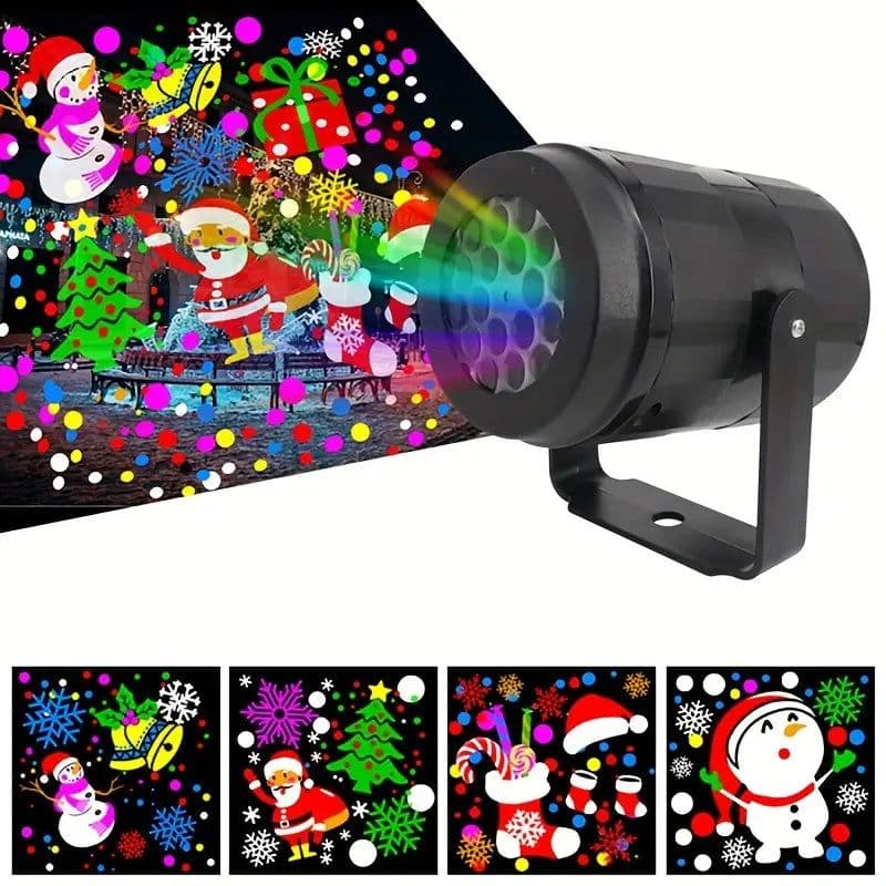 image-360° Rotating LED Christmas Projector Night Light - Snowflake Projection Lamp for Festive Home Decor, Parties, and Gifts