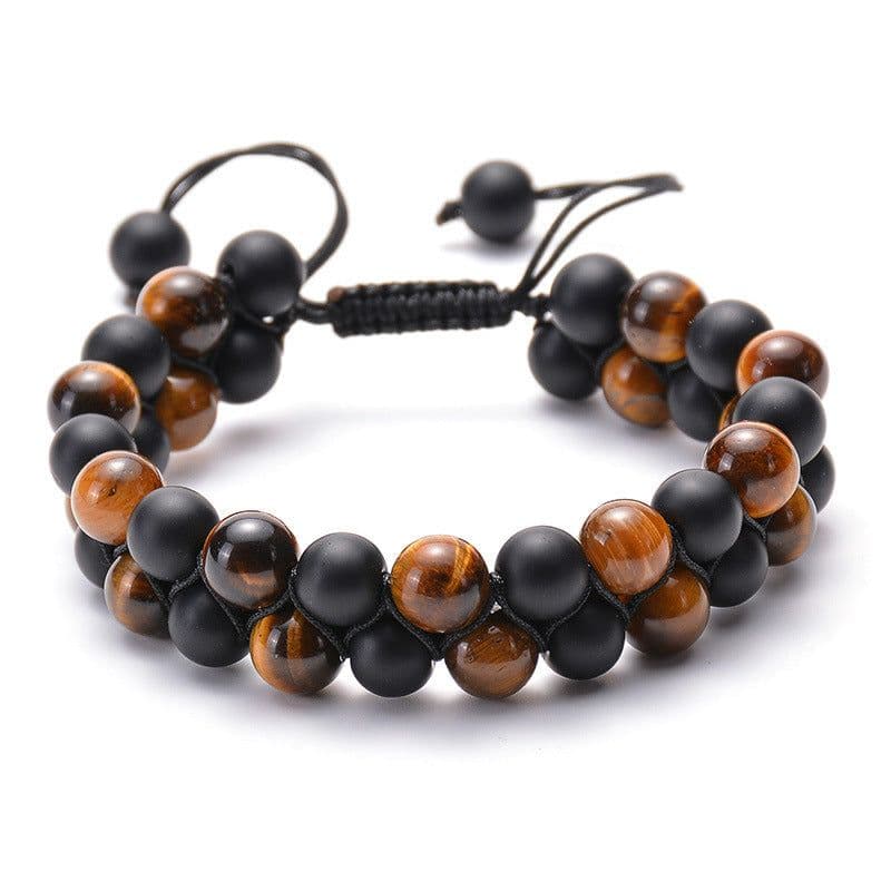 image-Tiger Eye Couple Bracelets Matte Black Agate Beads Bracelet