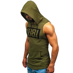 image-Men's Sleeveless Vest Letter Printed Hoodie Sports Tops