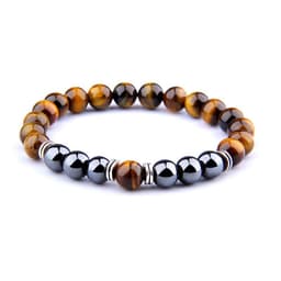 image-Explosion Style Yellow Tiger Eye Bracelet Fashion Simple Obsidian Alloy Separator Elastic Bracelet