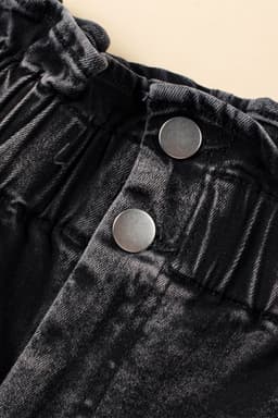 image-Vintage Washed Frilled High Waist Denim Shorts - Black (60 chars)